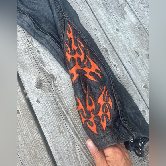 Vintage 90’s Harley-Davidson Black Leather Motorcycle Chaps 34/36x31 - Picture 9 of 13